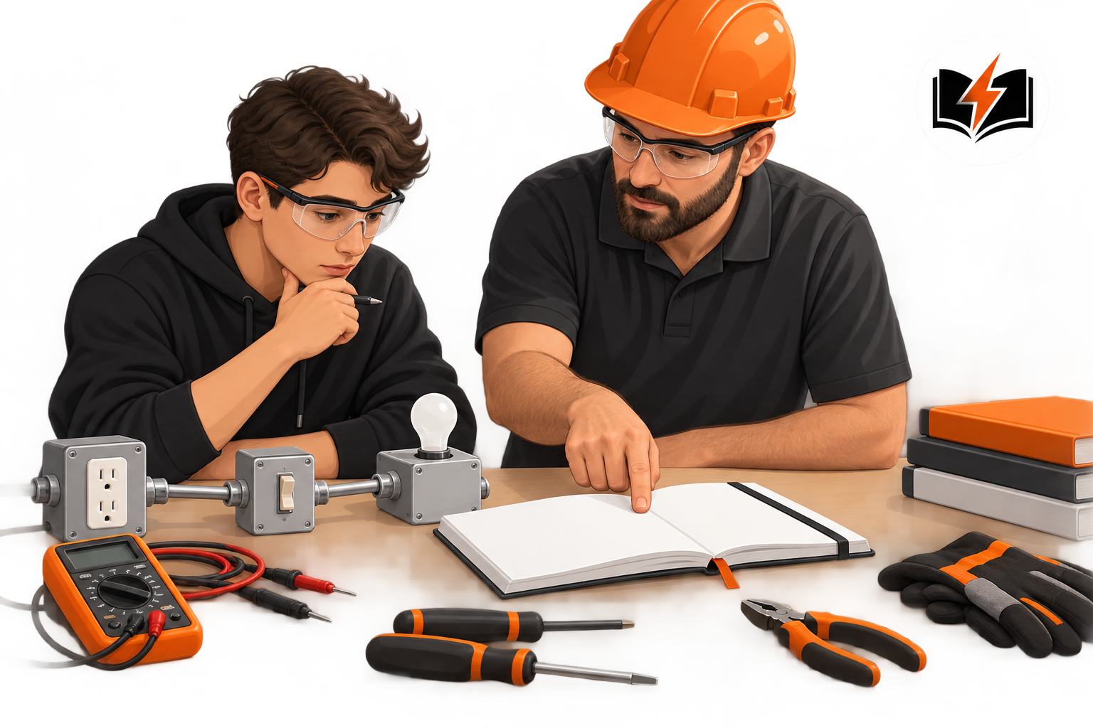 Apprentice studying with a mentor